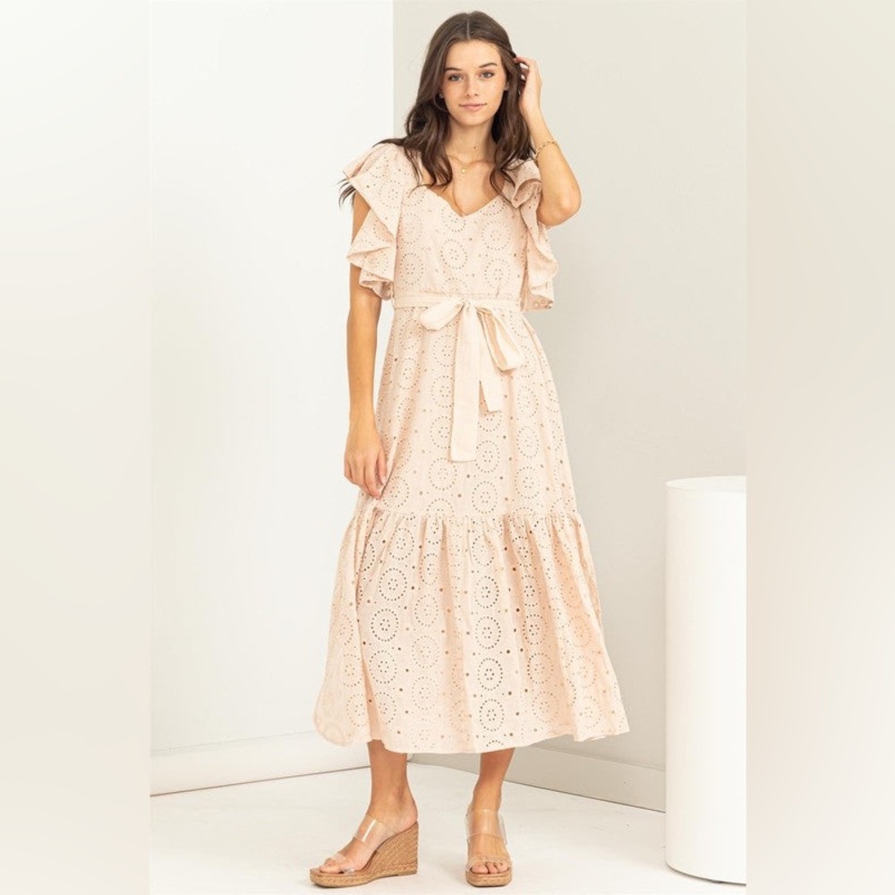 HYFVE Eyelet Ruffle Maxi Dress